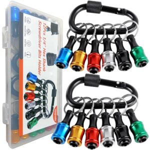 12PCS Bit Holders 1/4 Socket, Hex Shank Screwdriver Bit Holder for Impact Driver Drill Bit Keychain Extension Bar Quick Release Easy Change, Screwdriver Bit Holders for Tools &...