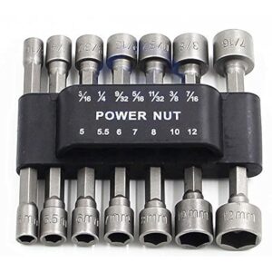 14pcs Power Nuts Driver Drill Bit Tools Set Metric Socket Wrench Screw 1/4'' Driver Hex Keys