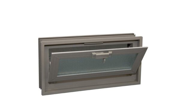 16x8 Hopper Window for Glass Blocks, Sheds, Cabins, Tiny Homes, Garages (Clay)