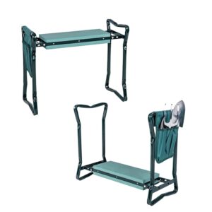 2-in-1 Garden Kneeler and Seat, Folding Garden Seat w/EVA Foam Kneeling Pad & Removable Tools Pouch, Sturdy Steel Frame, No Assembly, Portable Heavy Duty Garden Stool for Women...