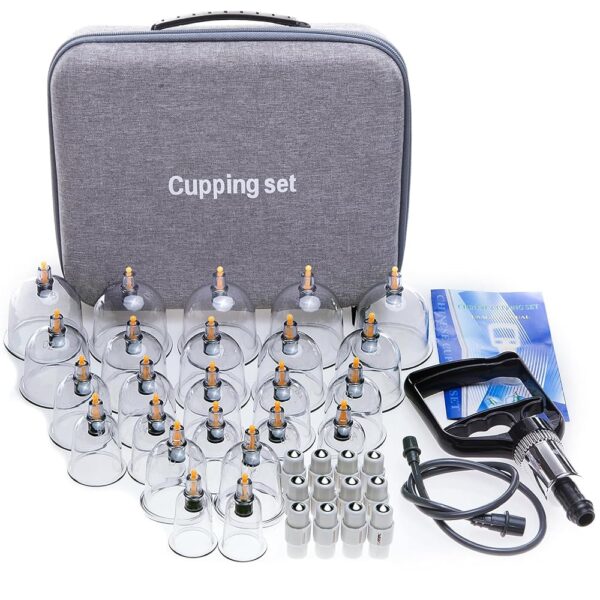 24 Cupping Set Massage Therapy Cups, Cupping kit for Massage Therapy, Professional Cupping Therapy Set with Hand Pumps, Suction Hijama Cups with Portable Case, for Cellulite...