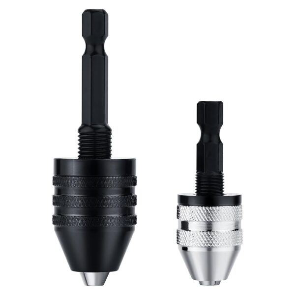 2Pcs Drill Chuck Adapter Keyless Drill Chuck Bit 1/4 Inch Hex Shank Drill Chuck Fast Change Converter Extension Screwdriver Drill Adapter in 0.6-8mm, 0.3-3.6mm for Impact Drill...