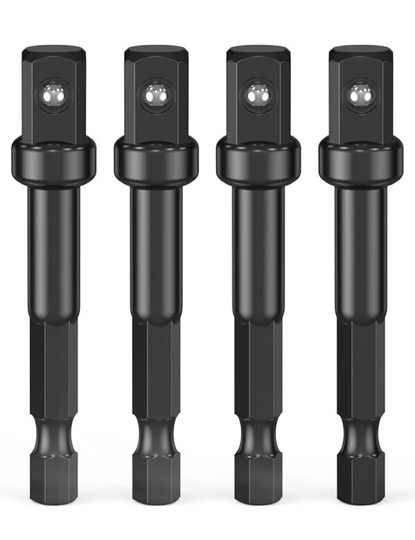 3/8 Impact Adapter, 4 Pack 3/8 Socket Adapter 1/4 Inch to 3/8 Socket Adapter Kit for Impact Driver, Automotive DIY, Extension Socket Driver Bits, Handle Nut Driver and Drills