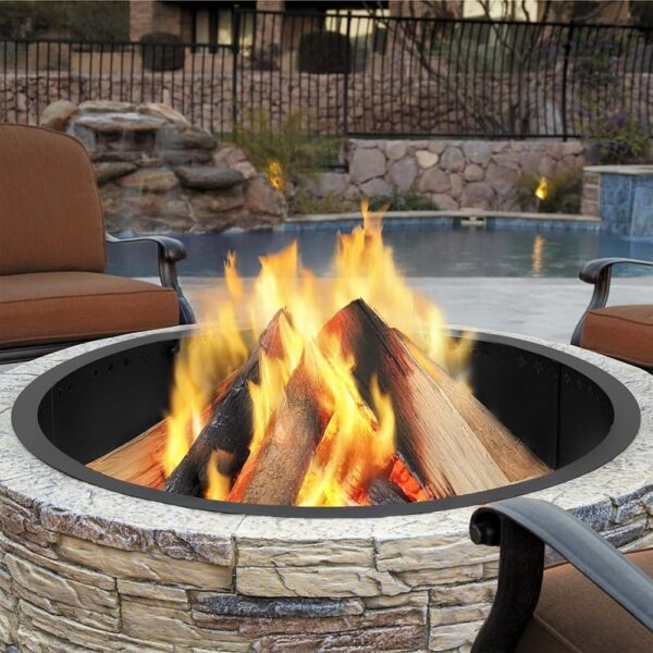 36inch Fire Pit Rings,Durable Outdoor Smokeless Firepit Bowl for Camping, Patio, and Backyard – Easy to Assemble and Clean Burning, DIY Fire Pit for Family Gatherings(Round)