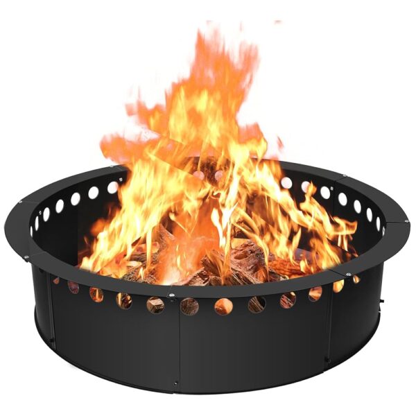 39 inch Fire Pit Ring,Heavy Duty Metal Smokeless Permanent Large Round Insert Firepit for Outdoor Fire Liner Wood Burning Heavy