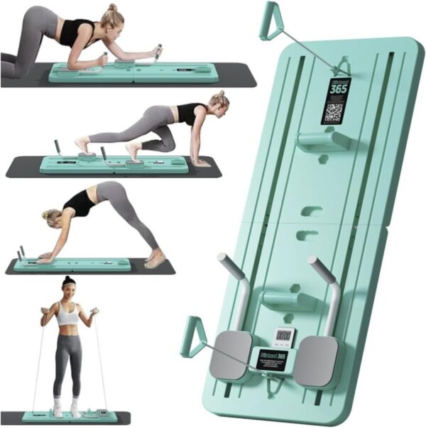 4 in 1 Pilates Sliding Board, Pilates Board for Women, Multifunctional Foldable Pilates Reformer Set, Pilates Equipment with Timer, at Home Pilates Workout Equipment