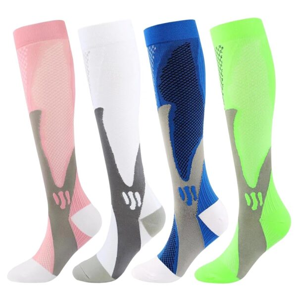 4 Pairs Compression Socks for Woman & Man Unisex 20-30mmHg Knee high Plus Size Wide Calves for Flying Running…