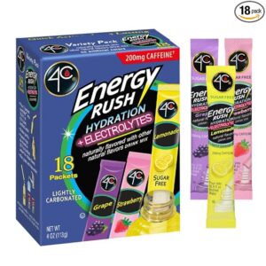 4C Energy Rush PSD with Electrolytes 18ct Variety Pack Stix (Lemonade/Strawberry/Grape - 6 of each stix)