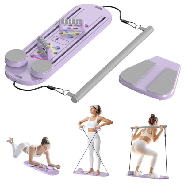 Ab Twist Board Pilates Board Pilates Reformer Set, Foldable Pilates Reformer Board, Automatic Rebound Ab Roller Board Abdominal Board Exercise Machine for Home Workouts