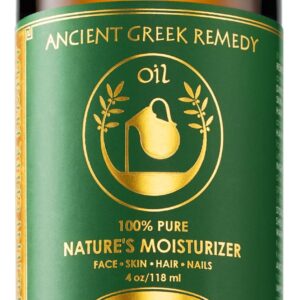 Ancient Greek Remedy Unscented Organic Face and Body Oil made of Olive, Almond, Jojoba, and vitamin E oil for Sensitive Dry Skin, Hair, Nails. Anti Aging Moisturizer for Women,...