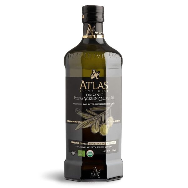 Atlas 750 mL Organic Cold Press Extra Virgin Olive Oil with Polyphenol Rich from Morocco | Newly Harvested Unprocessed from One Single Family Farm | Moroccan EVOO Trusted by...