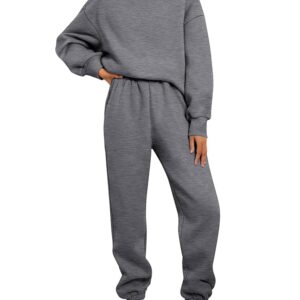 AUTOMET Womens 2 Piece Outfits Sweatsuit Oversized Sweatshirt Lounge Sets Baggy Sweatpants Fall Fashion with Pockets