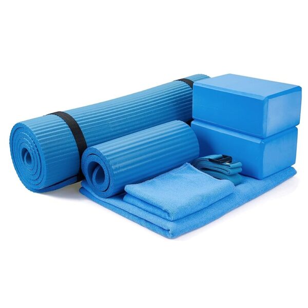 BalanceFrom 7-Piece Set - Include Yoga Mat with Carrying Strap, 2 Yoga Blocks, Yoga Mat Towel, Yoga Hand Towel, Yoga Strap and Yoga Knee Pad, Multiple Colors
