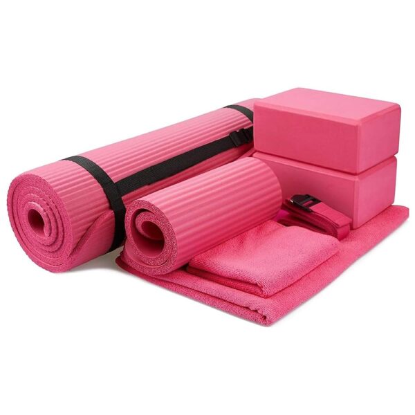 BalanceFrom 7-Piece Set - Include Yoga Mat with Carrying Strap, 2 Yoga Blocks, Yoga Mat Towel, Yoga Hand Towel, Yoga Strap and Yoga Knee Pad, Multiple Colors