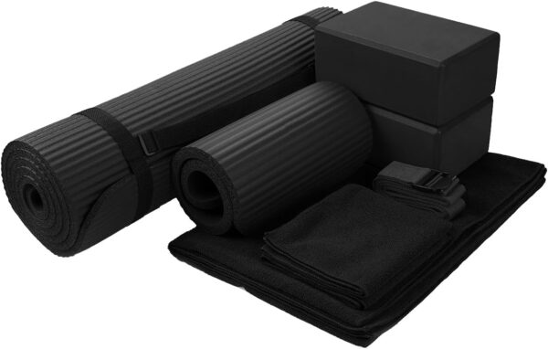BalanceFrom 7-Piece Set - Include Yoga Mat with Carrying Strap, 2 Yoga Blocks, Yoga Mat Towel, Yoga Hand Towel, Yoga Strap and Yoga Knee Pad, Multiple Colors