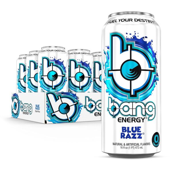 Bang Energy Blue Razz, Sugar-Free Energy Drink, 16-Ounce (Pack of 12)