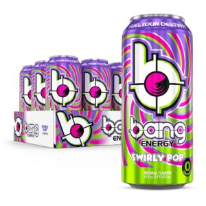 Bang Energy Swirly Pop, Sugar-Free, Energy Drink, 16 Ounce (Pack of 12)