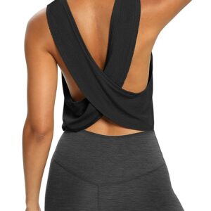 Bestisun Womens Open Back Workout Shirts Cropped Yoga Tank Tops Backless Athletic Clothes