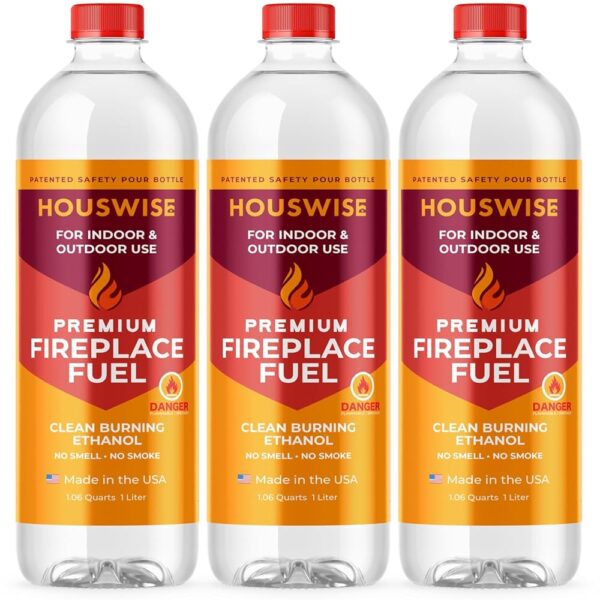 Bio Ethanol Fireplace Fuel 3 x 1 Liter - Bioethanol Fuel Tabletop Fire Pit, Bio Ethanol for Table Top Fire Pit & Fireplaces - Made in USA
