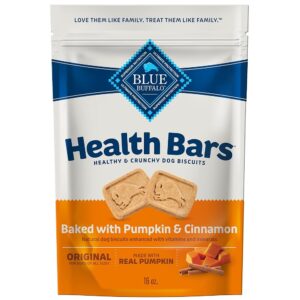 Blue Buffalo Health Bars Crunchy Dog Biscuits, Oven-Baked With Natural Ingredients, Pumpkin & Cinnamon, 16-oz Bag