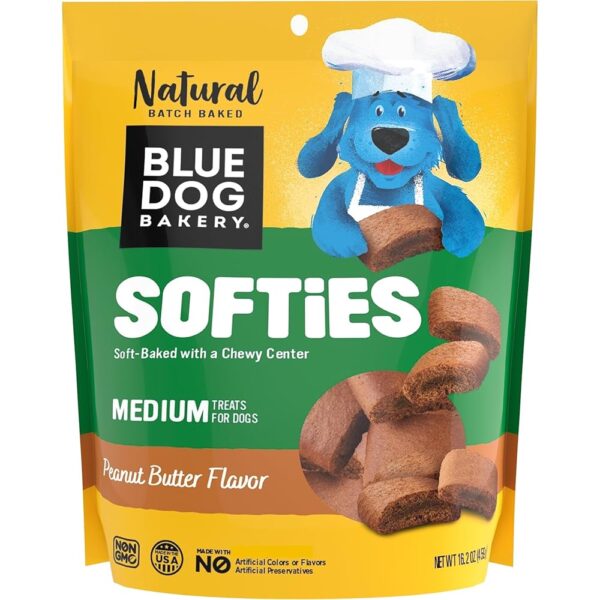 Blue Dog Bakery Natural Dog Treats, Softies, Peanut Butter Flavor, 16.2oz Bag, 1 Bag