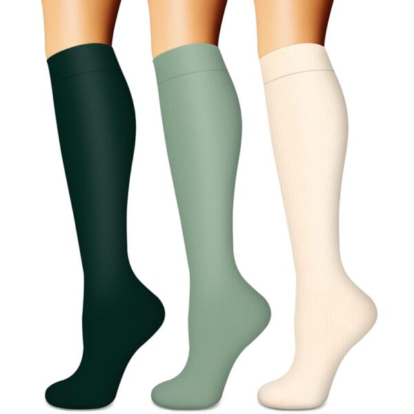 BLUEENJOY Compression Socks for Women & Men (3 pairs) - Best Support for Nurses, Running, Hiking, Recovery & Flight Socks