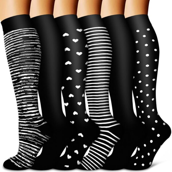 BLUEENJOY Copper Compression Socks for Women & Men (6 pairs) - Best Support for Nurses, Running, Hiking, Recovery