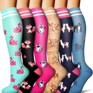 Bluemaple 6 Pack Copper Compression Socks for Women and Men Circulation-Best Support for Medical, Running,Nursing,Athletic