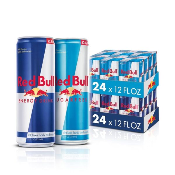 Bundle of Red Bull Energy Drink, 12 Fl Oz, 24 Cans + Red Bull Energy Drink, Sugar Free, 12 Fl Oz, 24 Cans