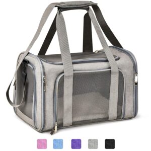 Cat, Dog Carrier for Small Medium Cats Puppies up to 15 Lbs, TSA Airline Approved Carrier Soft Sided, Collapsible Travel Puppy Carrier - Grey