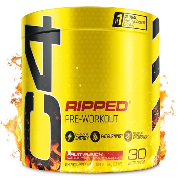 Cellucor C4 Ripped Pre Workout Powder Fruit Punch - Creatine Free + Sugar Free Preworkout Energy Supplement for Men & Women - 150mg Caffeine + Beta Alanine + Weight Loss - 30...
