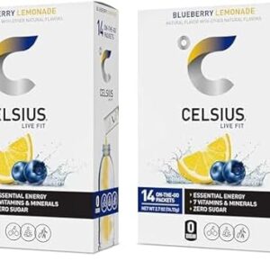 CELSIUS On-the-Go Essential Energy Drink Mix, Blueberry Lemonade (14 Stick Pack) (Pack of 2)