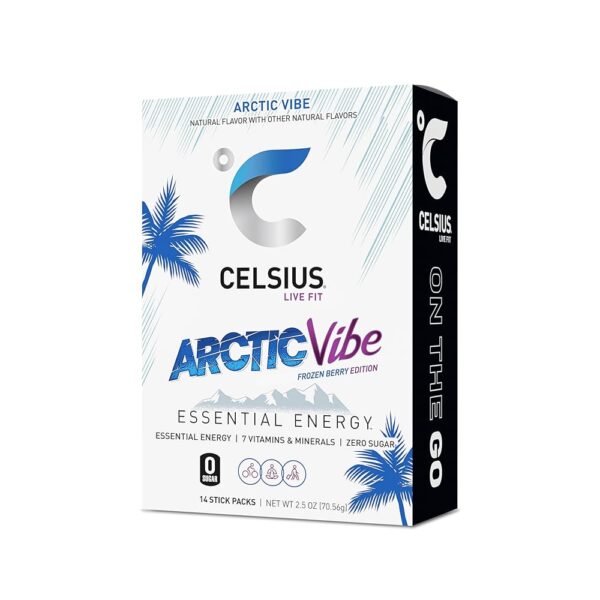 CELSIUS® On-the-Go Powder Sticks Arctic Vibe, Essential Energy 2.6 Oz (14 Sticks per Pack)