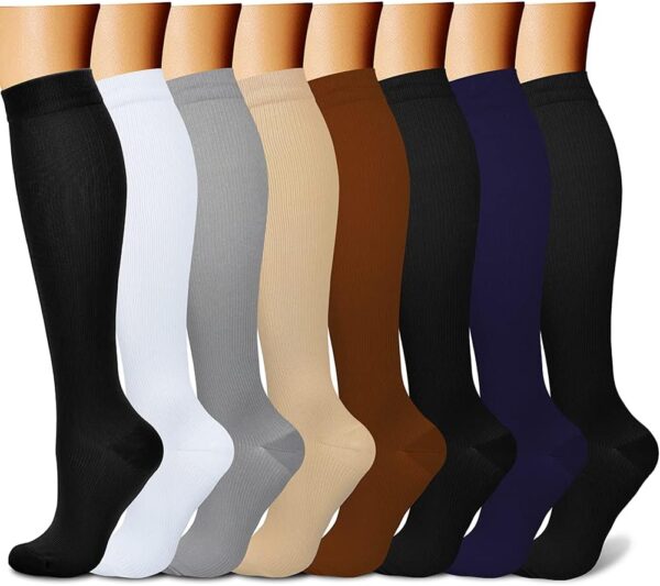 CHARMKING Compression Socks for Women & Men Circulation (8 Pairs) 15-20 mmHg is Best Support for Athletic Running,Hiking