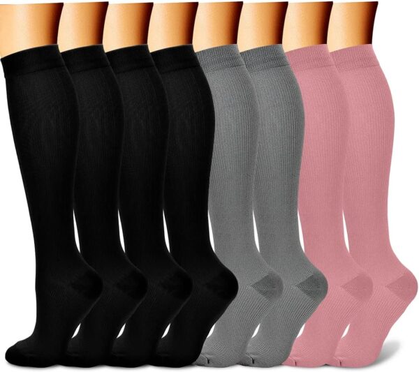 CHARMKING Compression Socks for Women & Men Circulation (8 Pairs) 15-20 mmHg is Best Support for Athletic Running,Hiking