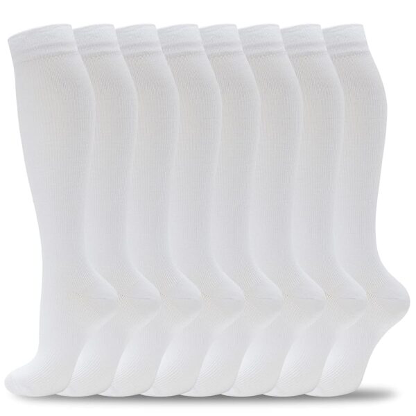 Compression Socks for Women Men Circulation Knee High 8 Pairs for Nurses, Running, Travel, Athletic
