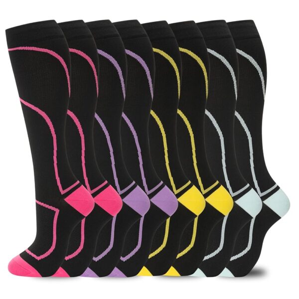 Compression Socks for Women Men Circulation Knee High 8 Pairs for Nurses, Running, Travel, Athletic