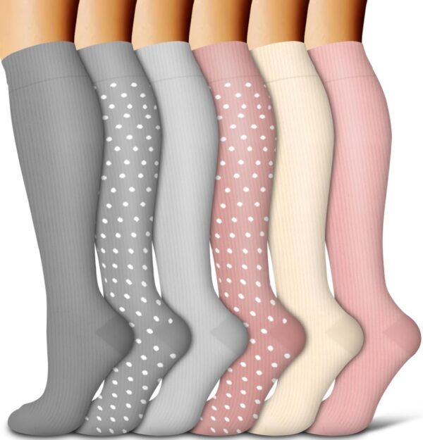 COOLOVER Copper Compression Socks for Women and Men(6 Pairs)-Best Support for Running, Athletic, Travel