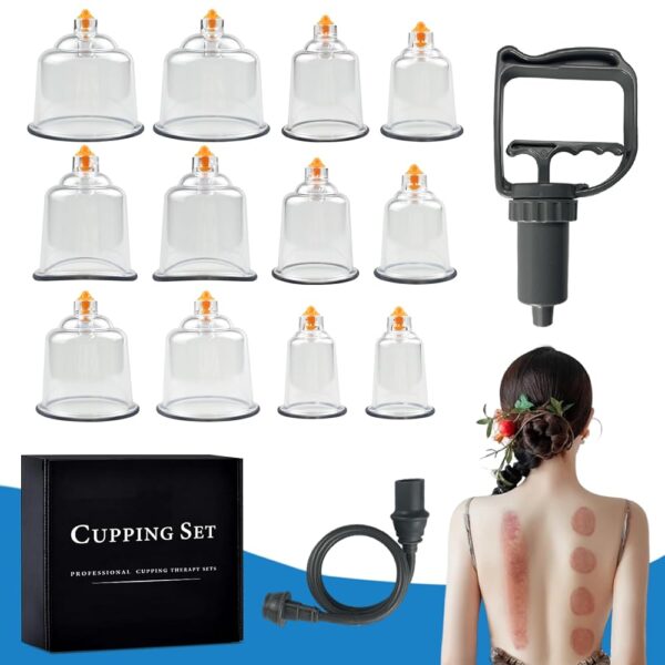 COOLYARD Cupping Kit for Massage Therapy 12 Suction Cups for Body Physical Pain Relief Cupping Set