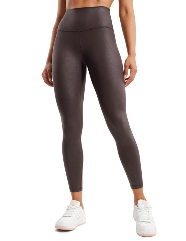 CRZ YOGA Butterluxe Matte Faux Leather Leggings for Women 25" - High Waisted Stretch Ankle Leather Pants Pleather Tights