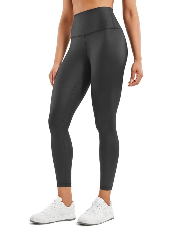 CRZ YOGA Butterluxe Matte Faux Leather Leggings for Women 25" - High Waisted Stretch Ankle Leather Pants Pleather Tights