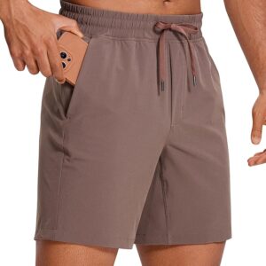 CRZ YOGA Men's Linerless Workout Shorts - 7'' Quick Dry for Running Sports Athletic Gym with Pockets