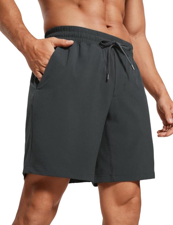 CRZ YOGA Men's Linerless Workout Shorts - 7'' Quick Dry for Running Sports Athletic Gym with Pockets