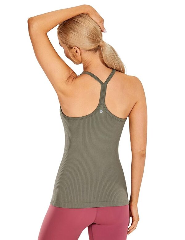 CRZ YOGA Seamless Workout Tank Tops for Women Racerback Athletic Camisole Sports Shirts with Built in Bra