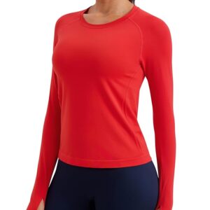 CRZ YOGA Womens Seamless Workout Long Sleeve Shirts Quick Dry Gym Athletic Tops Breathable Running Yoga T-Shirts