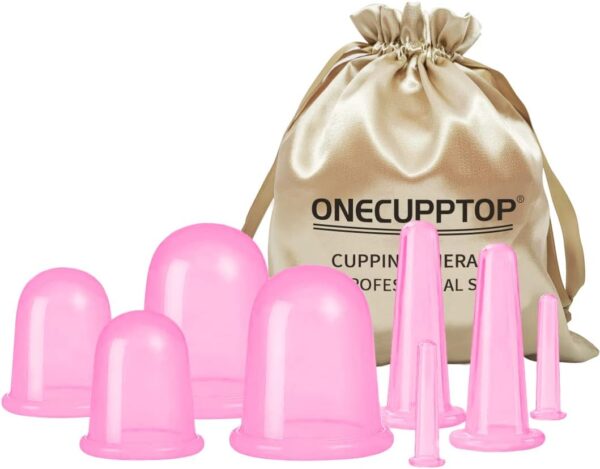 Cupping Therapy Sets Silicone Anti Cellulite Cup Vacuum Suction Massage Cups Facial Cupping Sets Body and Face (rosa)