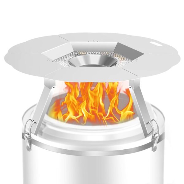 Dirza Heat Deflector Compatible with Solo Stove Bonfire and Other 19.5" Fire Pit -Foldable Legs for Space-Saving Storage-Locking Ring Prevents Accidental Dropping Accessory for...