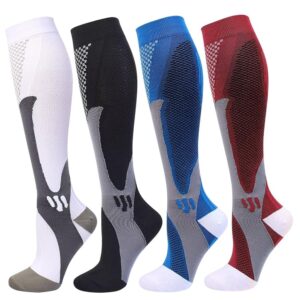 Double Couple 4 Pairs Compression Socks for Men and Women Compression Stockings