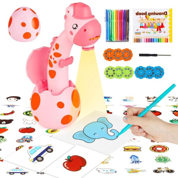 Drawing Projector for Kids, Trace and Draw Projector Toy for Toddler Girls & Boys, Learning Art Children Drawing Projection with 72 Stencils and 12 Markers and 1 Art Book