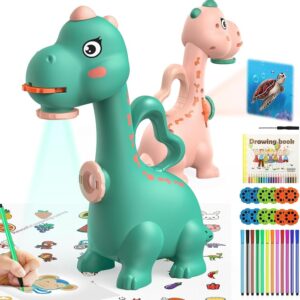 Drawing Projector for Kids: Two Projector Heads Dinosaur Toy for Girls & Boys, Art Sketch Projector Drawing and Tracing Include 96 Stencils and 12 Markers, Projector for Learn...